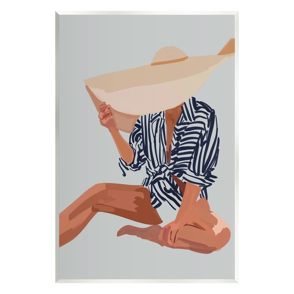 5201 Obscured By Sun Hat Summer Beach Portrait Wood Wall Art, Design By